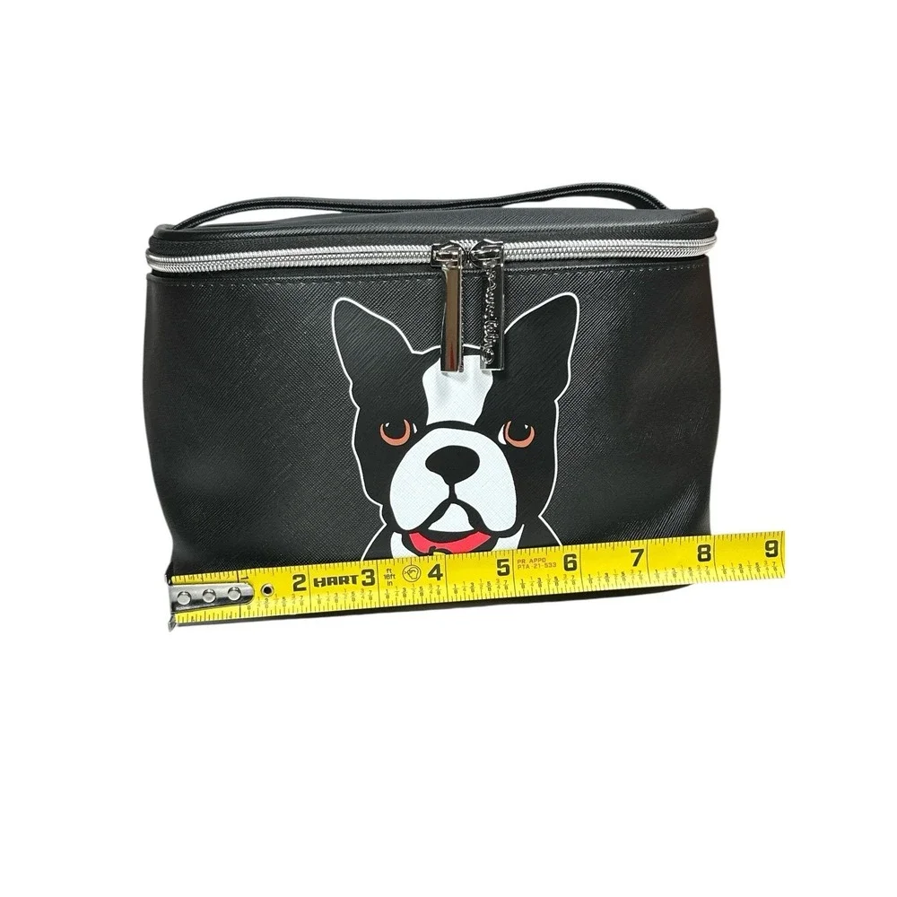 Marc Tetro Boston Terrier Black Top Handle Makeup/Travel Bag With Zip Closure